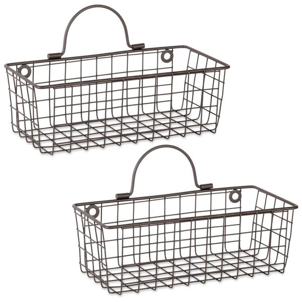 Made4Mansions Small Rustic Bronze Wire Wall Basket - Set of 2 MA2567478